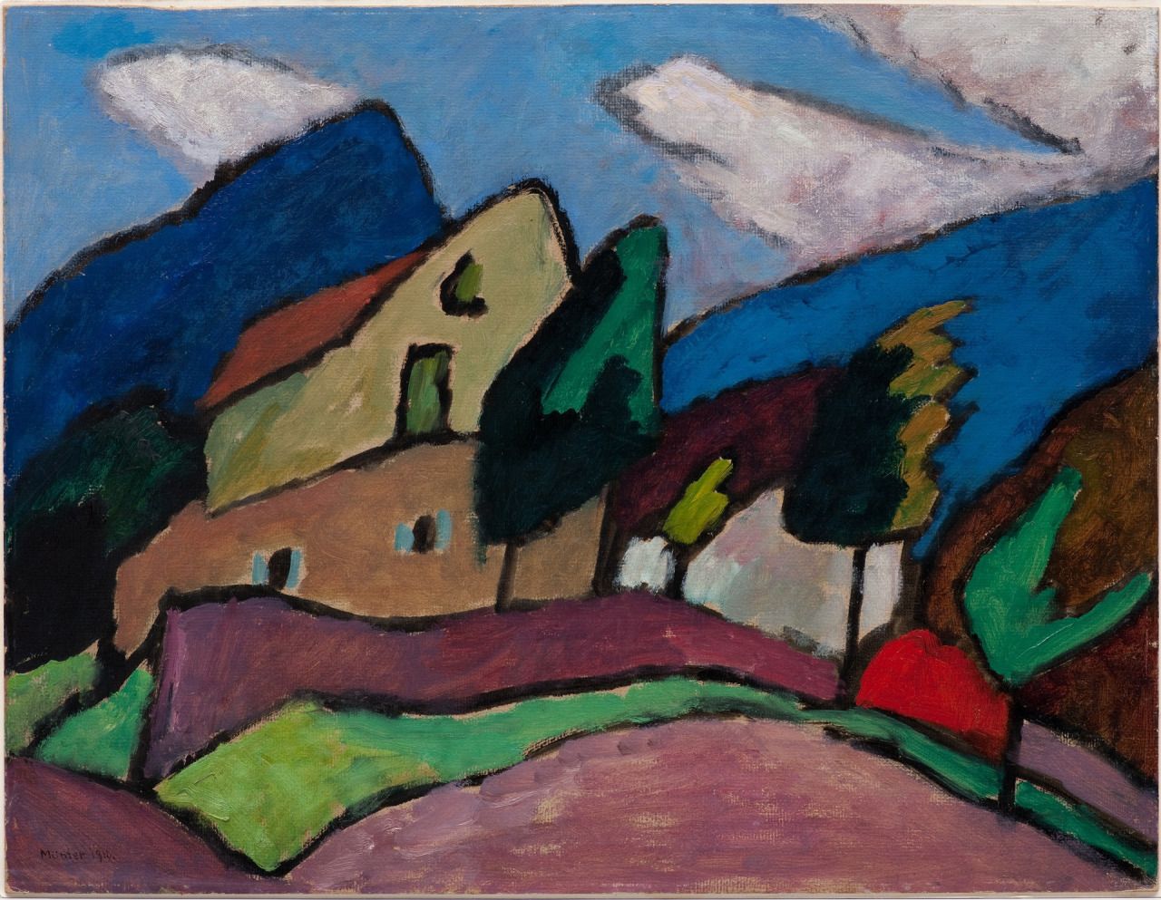 Villaggio con montagne, 1910