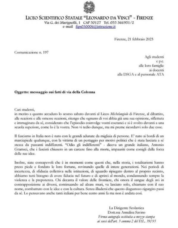 lettera preside